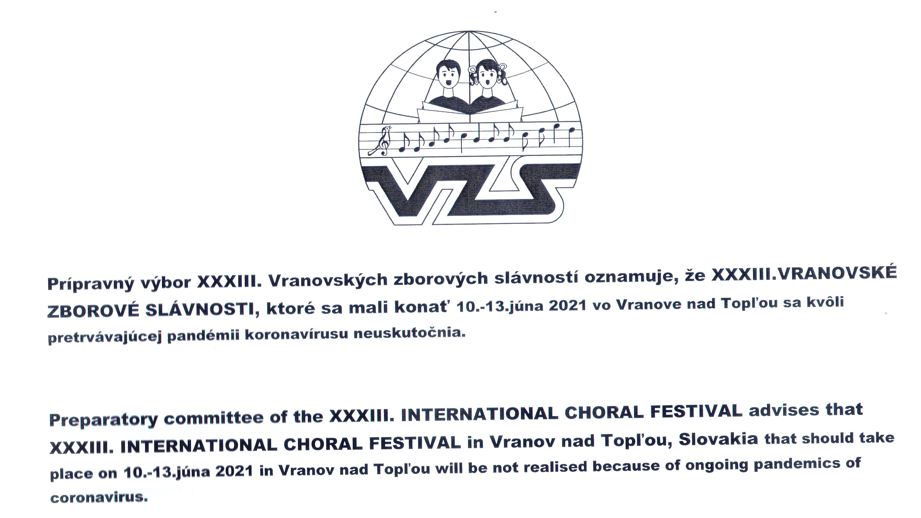 Notice about the 2021 cancellation