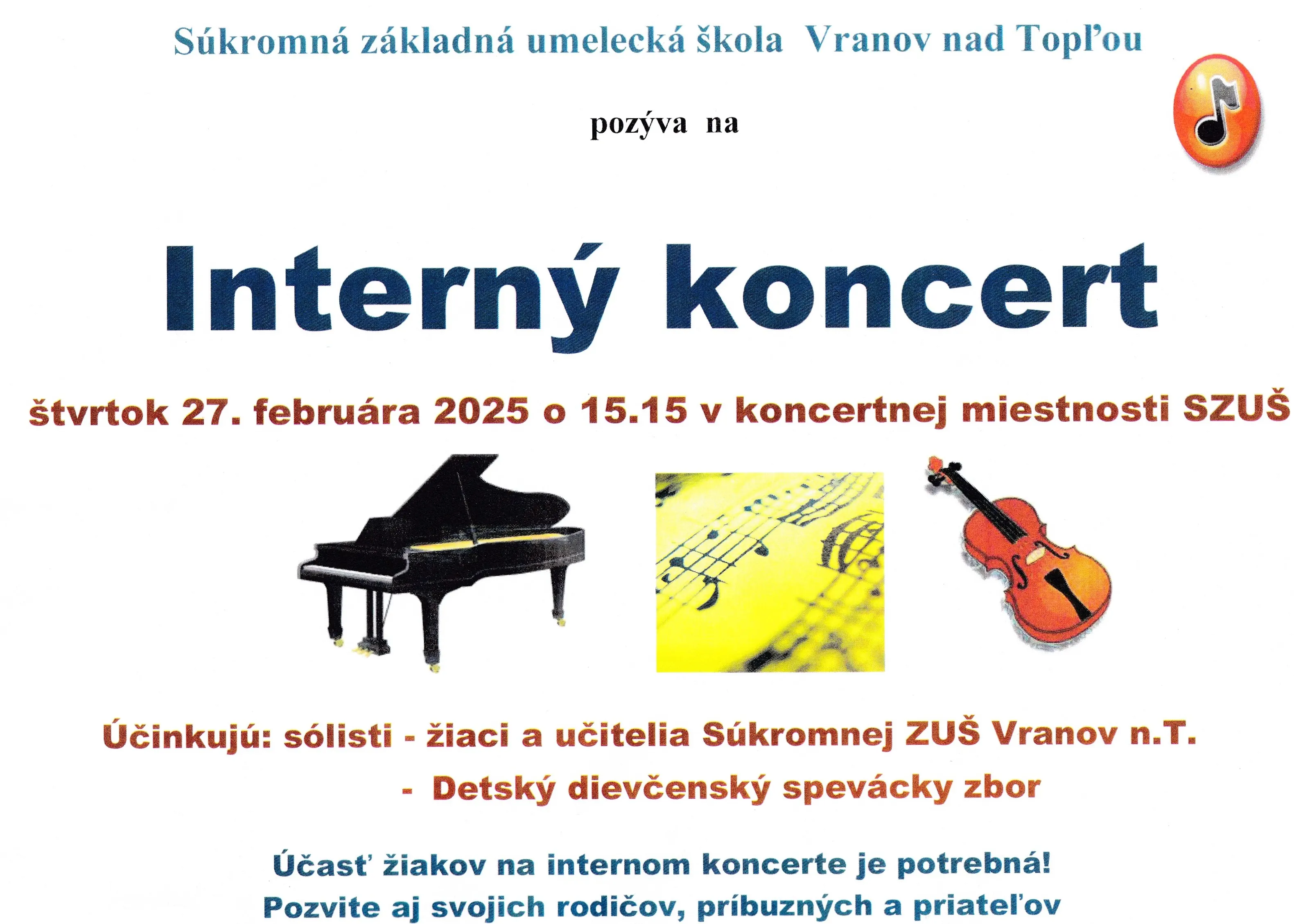 Interný koncert 27. februára 2025 - plagát