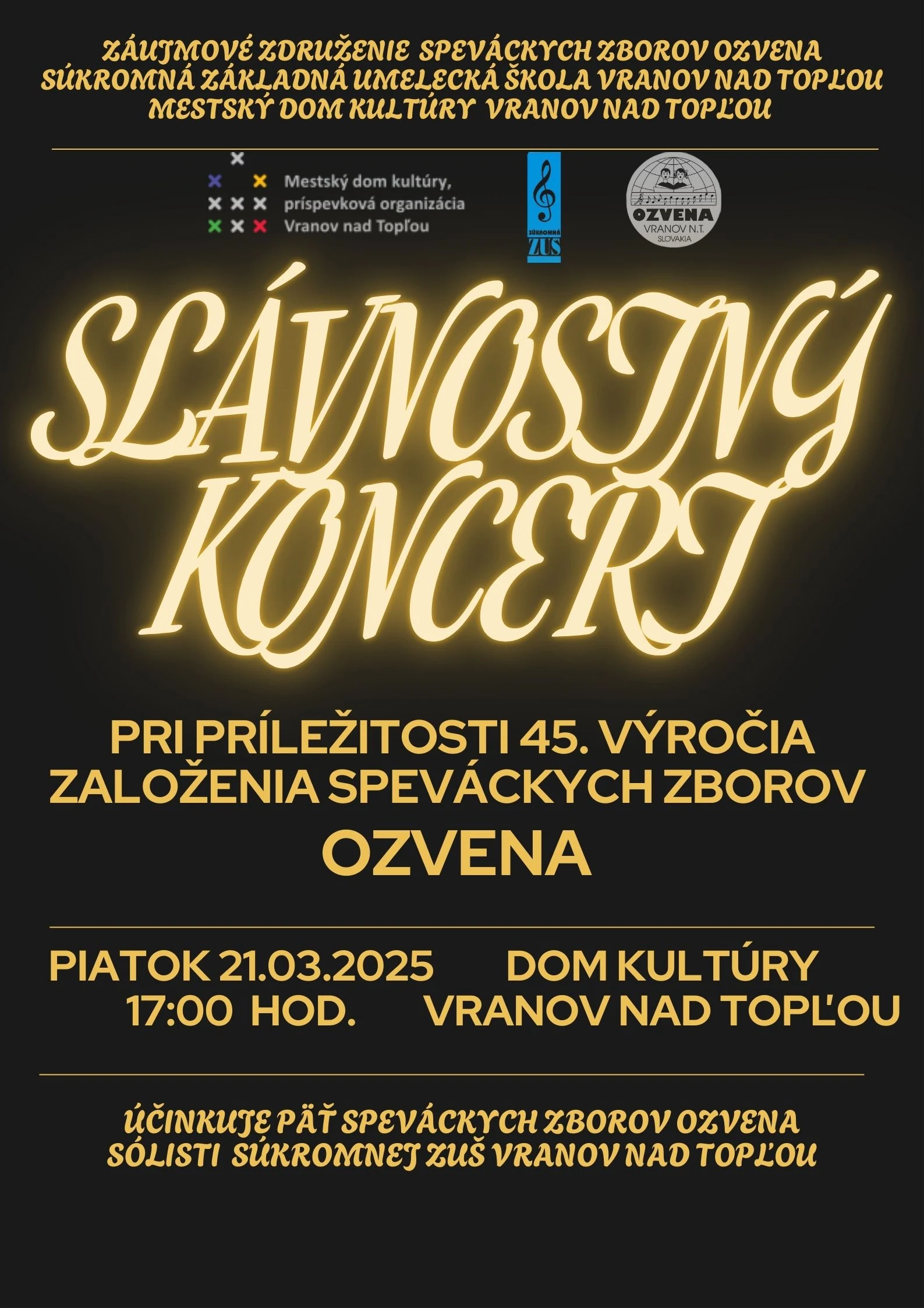 Slávnostný koncert k 45. výročiu OZVENY - plagát