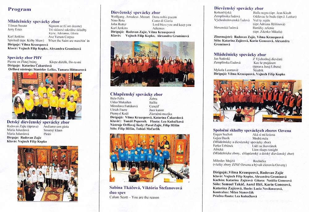 Slávnostný koncert k 45. výročiu OZVENY - program