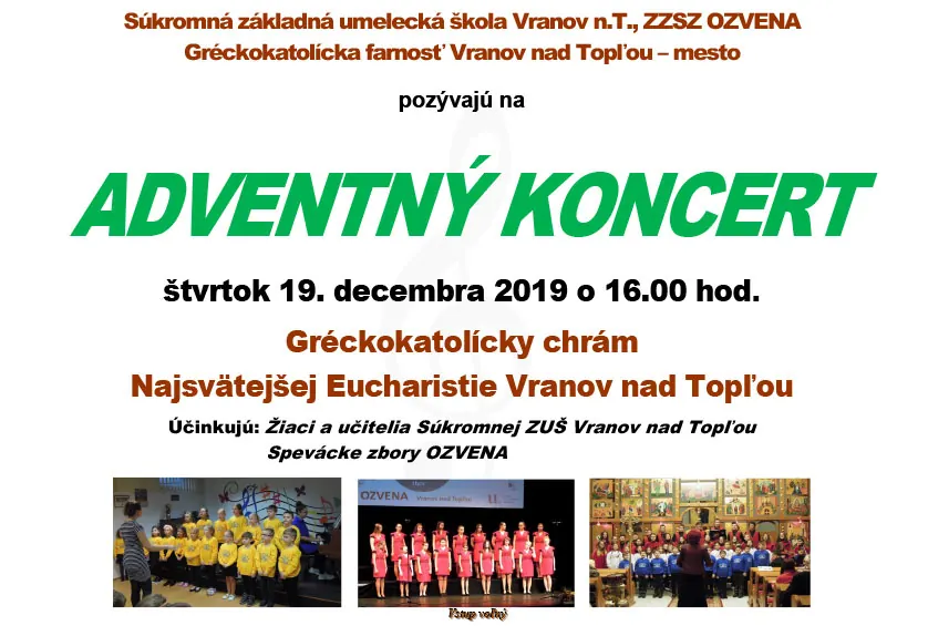 Súkromná ZUŠ - Adventný koncert 19. decembra - plagát