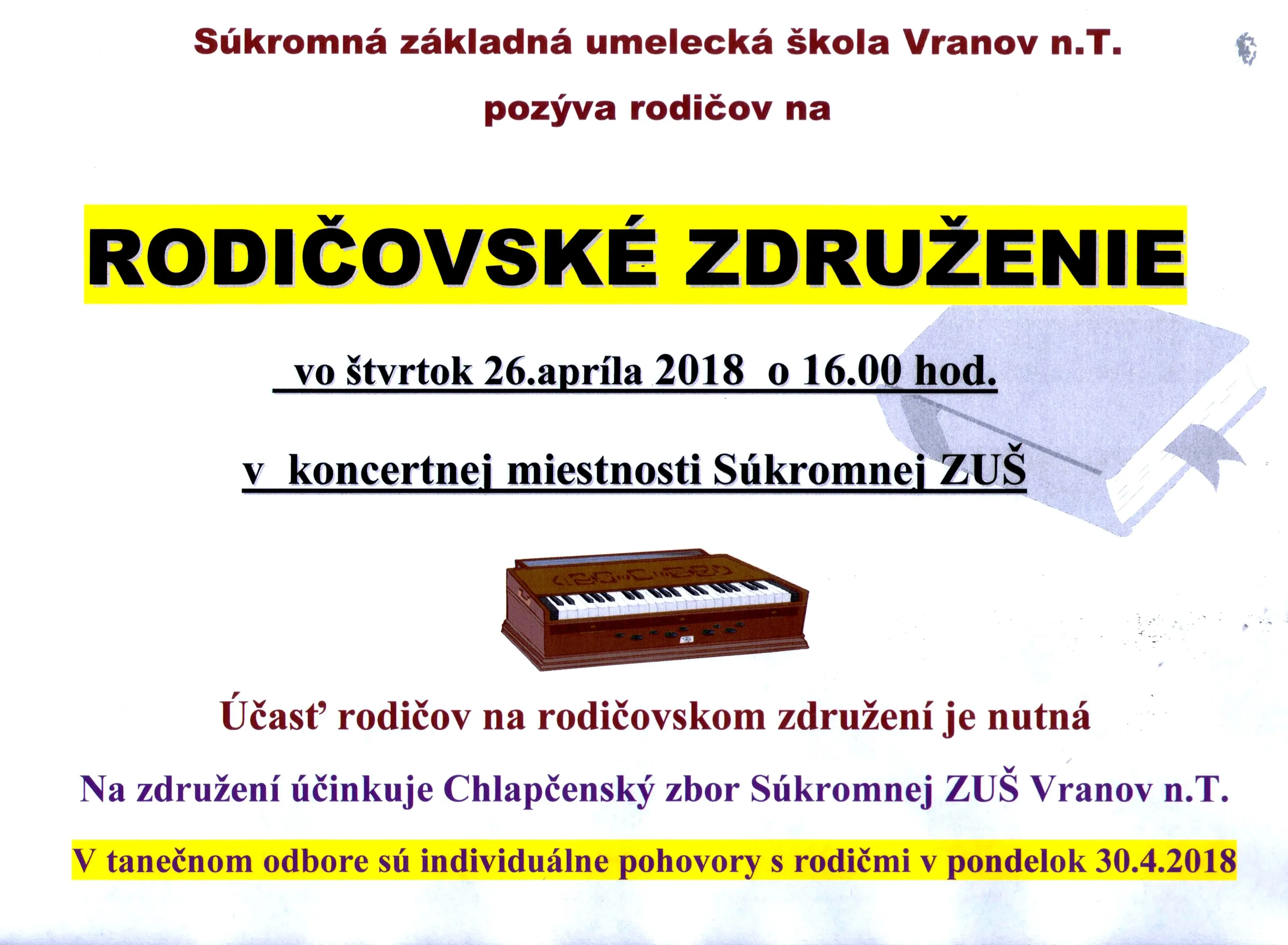 Súkromná ZUŠ - Rodičovské združenie - plagát