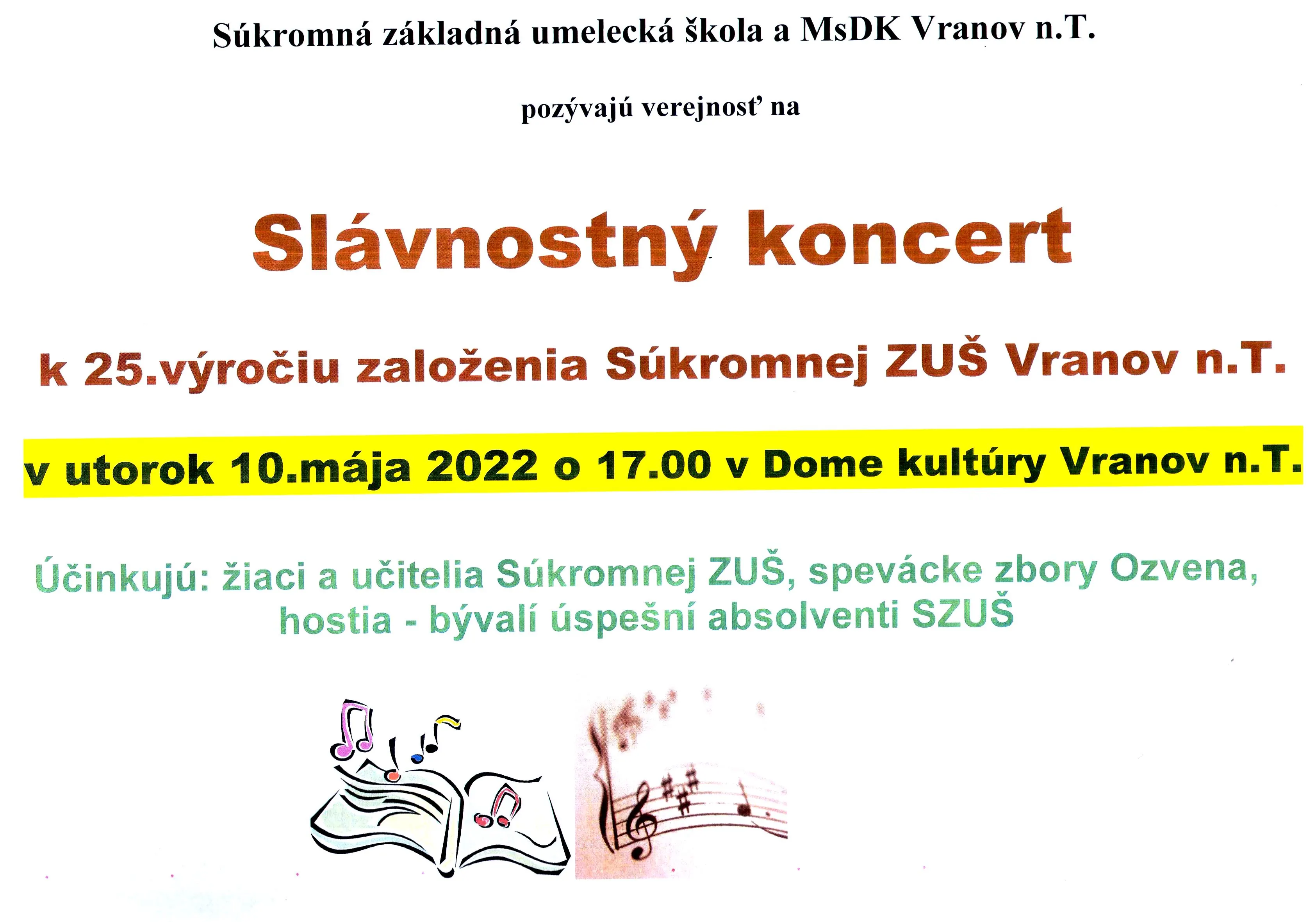 Súkromná ZUŠ - Slávnostný koncert k 25. výročiu založenia SZUŠ - plagát