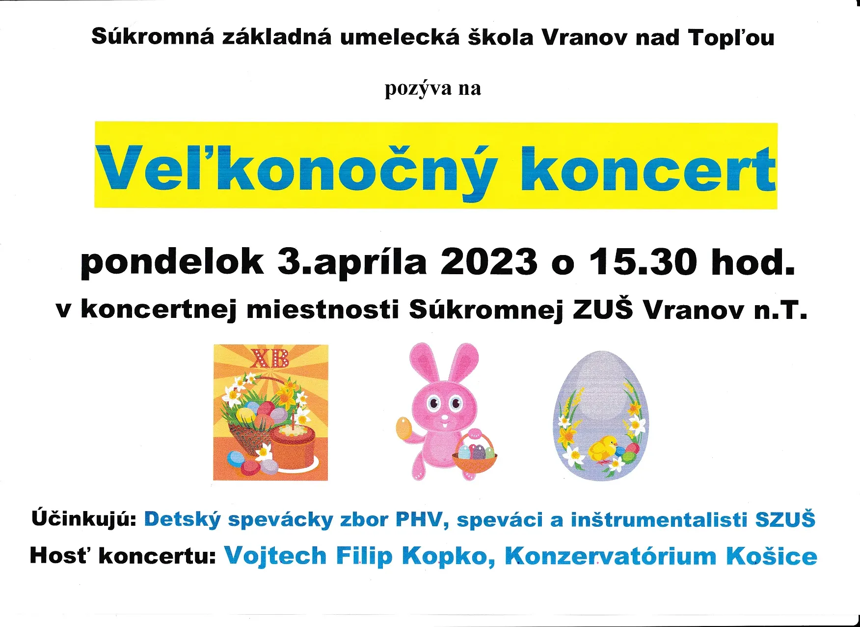 Súkromná ZUŠ - Veľkonočný koncert 3.4.2023 - plagát