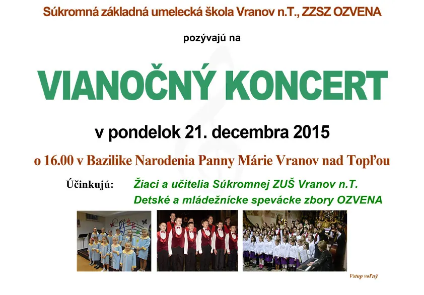 Súkromná ZUŠ - Vianočný koncert 21. decembra 2015 - plagát