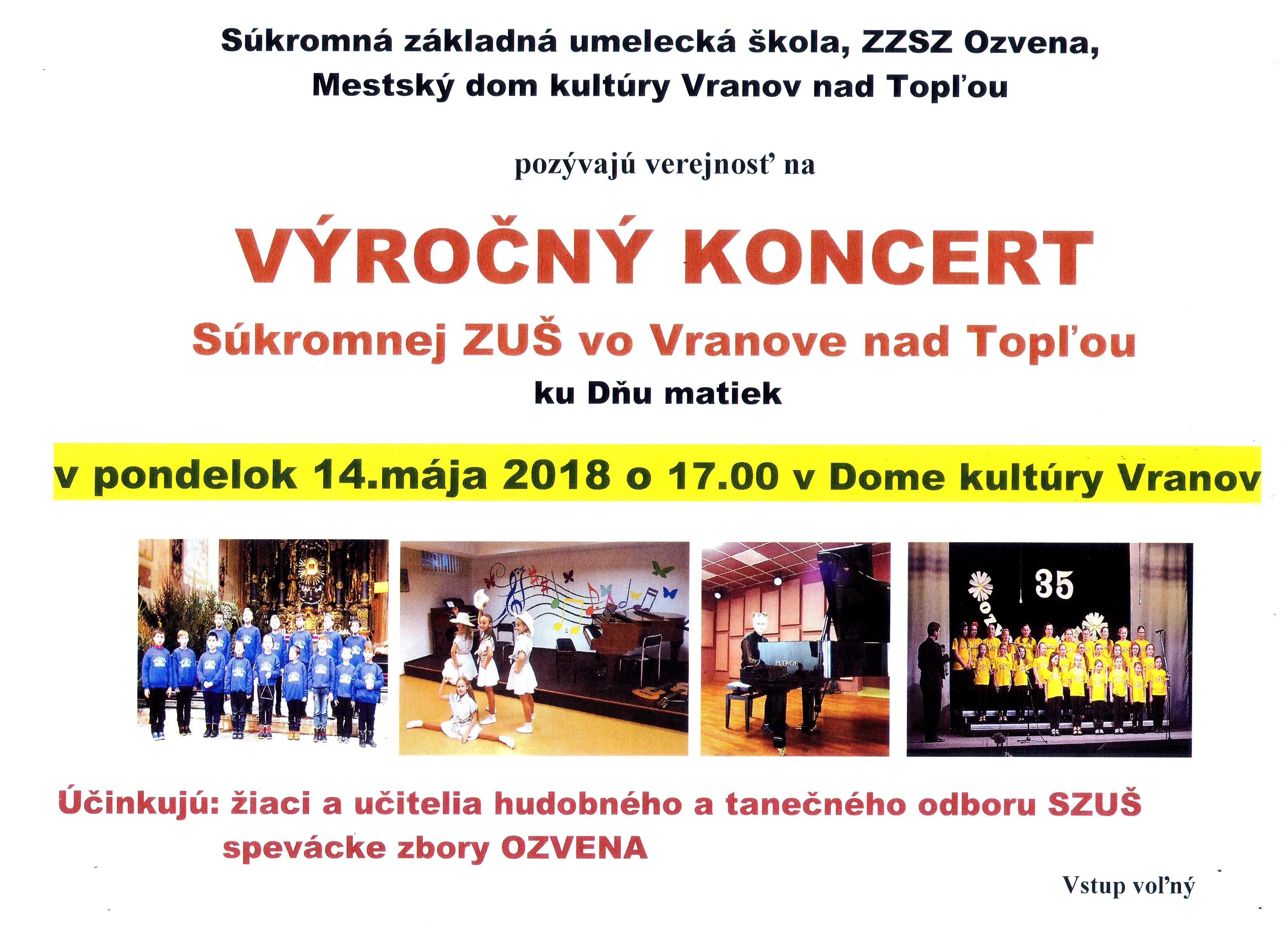 Súkromná ZUŠ - Výročný koncert  14. máj 2018 - plagát