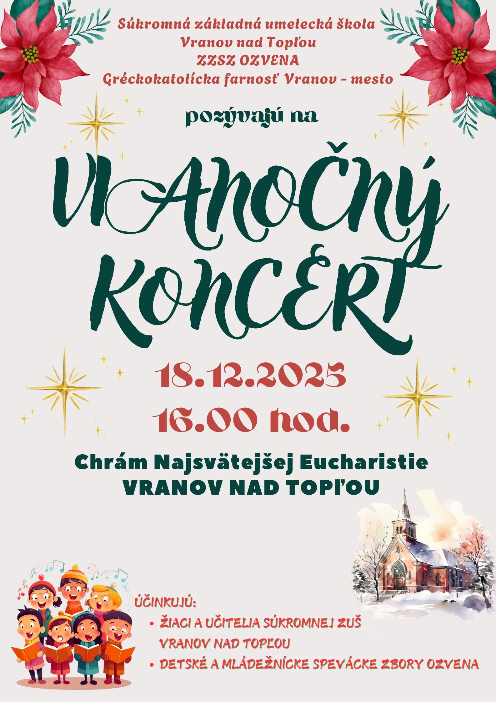 Vianočný koncert vo Vranove nad Topľou 18.12.2025 - plagát