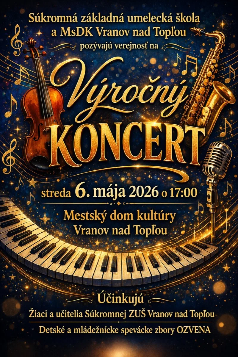 Výročný koncert Súkromnej ZUŠ a OZVENY 6. mája 2026